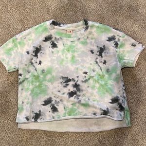 Secret Treasures green and grey tie dye shirt